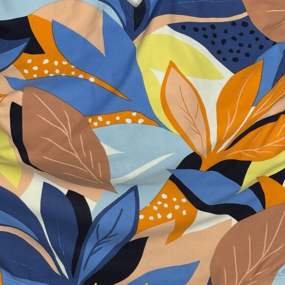 Kona Sol Twist Front Floral Print Shirred Med Coverage One Piece Swimsuit NEW! - Picture 7 of 16